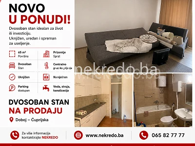 Stan - 
🏡 PRODAJA DVOSOBNOG STANA 65m2
📍 **Doboj &ndash; Ćuprijska**
🔴 **NOVO U PONUDI** - Doboj